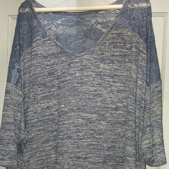 Torrid Super Soft Plush Blue and Lace Sweater - Picture 1 of 6